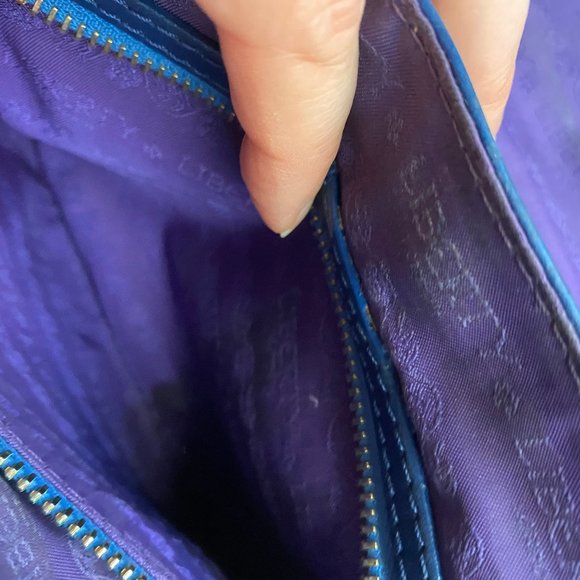 Liberty of London Carnaby Crossbody Saddle Bag Purse Blue Iphis Print - Picture 8 of 11